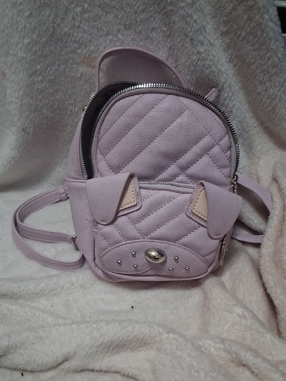 Quilted Lilac Mini Backpack Purse - Women's Bag